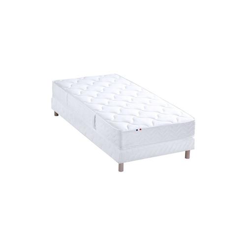 Ensemble Matelas Ressorts 5 Zones Sommier Blanc 90x190