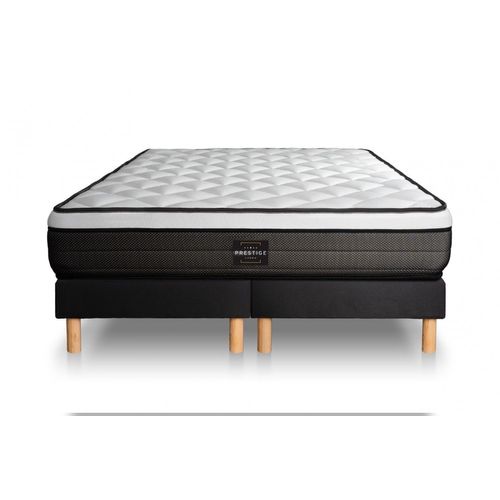 Ensemble Suite 160x200 Ressorts Ensaches, Memoire De Forme 5 Zones Double Sommier Noir
