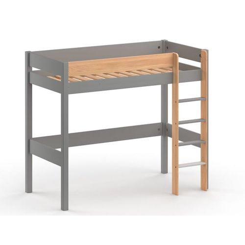 Lit Mezzanine 90x190 En Pin Massif Gris Et Bois
