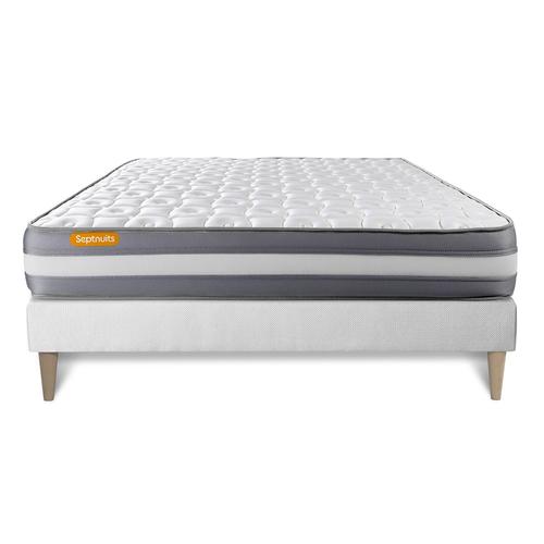 Matelas + Sommier Kit Blanc 140x190 Memo Plus Memoire De Forme