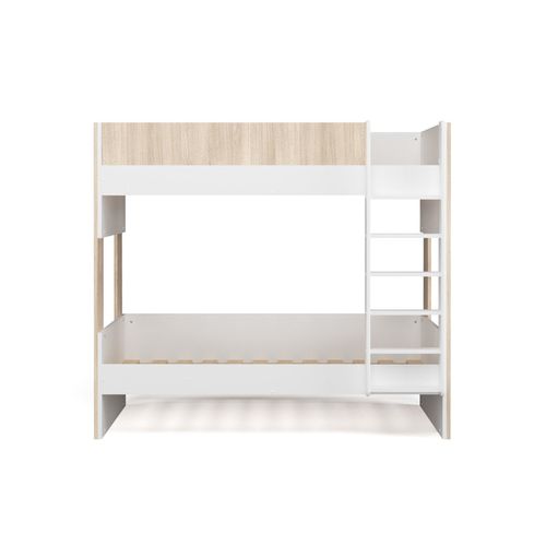 Lit Superposé Scandinave 90x190 Blanc Et Bois