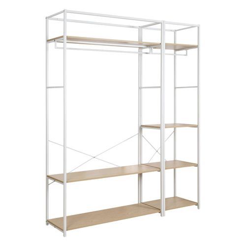 Lot De 2 Portants Vêtements En Bois Et Métal Blanc