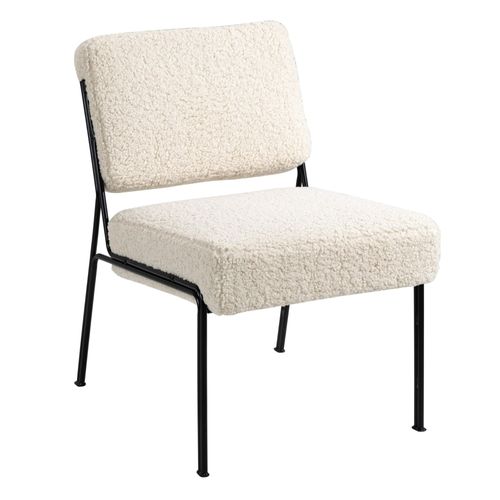 Nordlys - Fauteuil De Salon Scandinave Design Pieds Metal Laine Blanc
