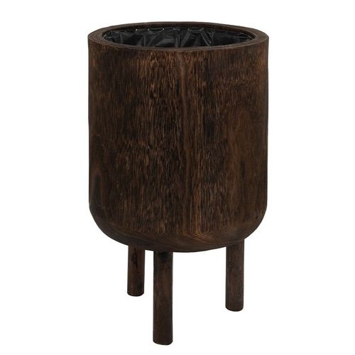 Cachepot Sur Pied En Bois Brun H45cm