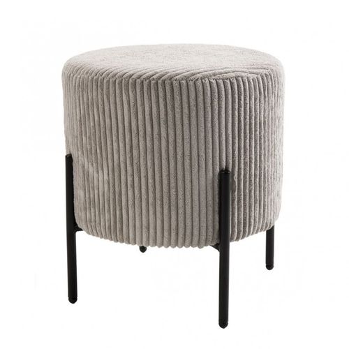 Pouf Rond 36 Cm En Tissu Velours Cotelé Gris Clair - Sofia