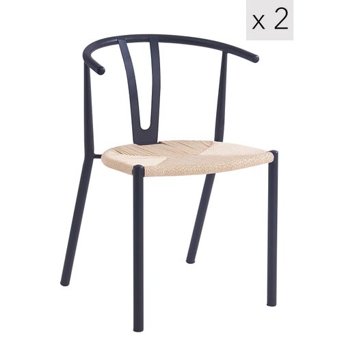 Lot De 2 Chaises En Métal Et Corde Noir
