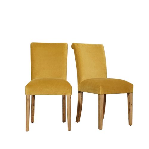 Robin Des Bois - Alix - Chaises Style Contemporain En Acacia Massif Et Velours De Coton - Jaune