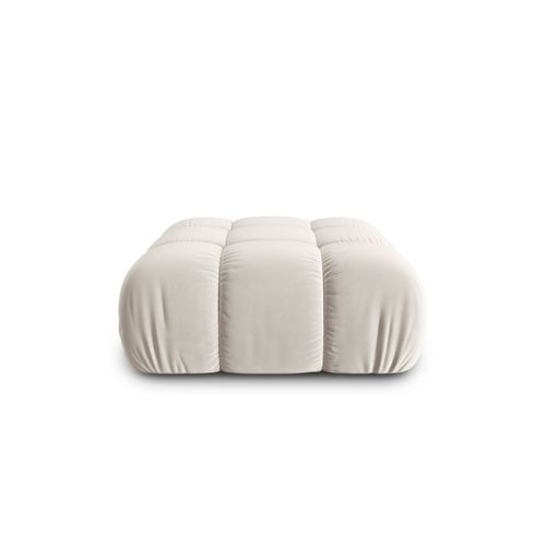 Pouf 1 Place En Tissu Velours Beige Clair