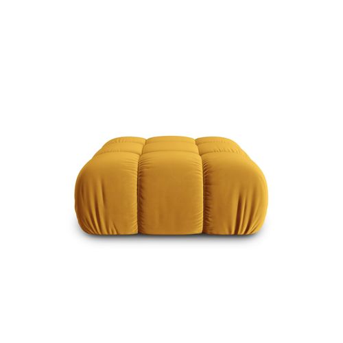 Pouf 1 Place En Tissu Velours Jaune