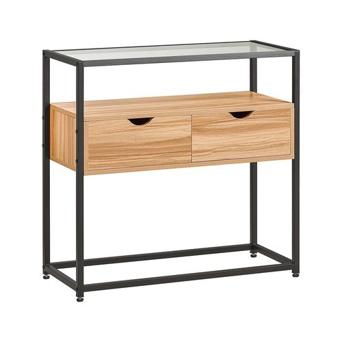 Table Console Cadre En Métal Noir Avec 2 Tiroirs