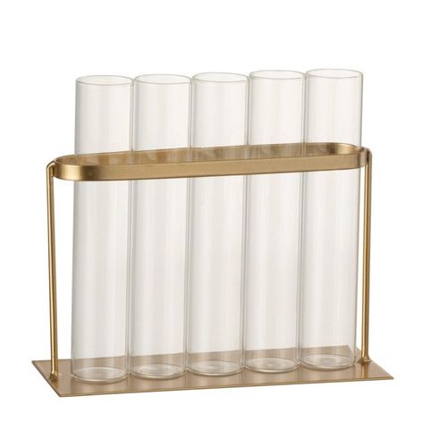 Soliflore 5 tubes métal/verre or H17cm