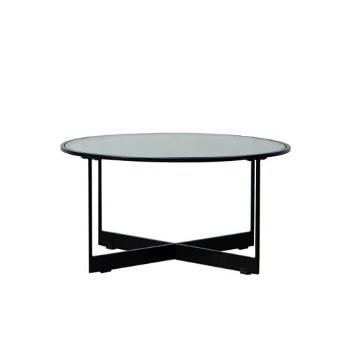 Table Ronde En Fer Et Verre Noir