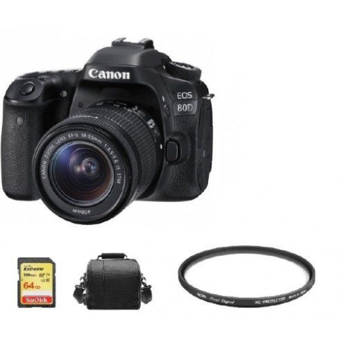 CANON EOS 80D KIT EF-S 18-55mm F3.5-5.6 IS STM + carte SD 64GB + sac pour appareil photo + protecteur HOYA 58mm PRO 1D