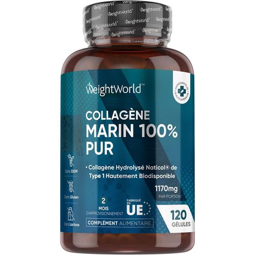 120 Capsules Weightworld 100% Pure Marine Collagen - Proteines De Collagene 