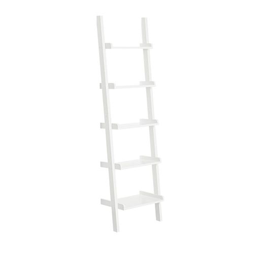 Étagère Murale Style Échelle 5 Niveaux Effet Bois Blanc