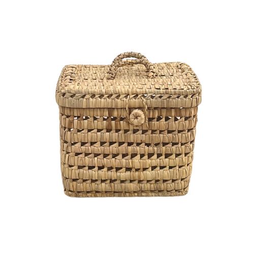 Coffre De Rangement Feuille De Palmier Osier Naturel 25x20x25 Cm