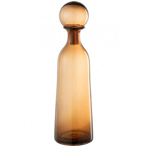 Bouteille décorative et bouchon rond verre marron H44,5cm