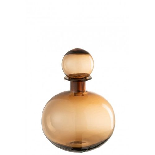 Bouteille décorative et bouchon rond verre marron H28,5cm