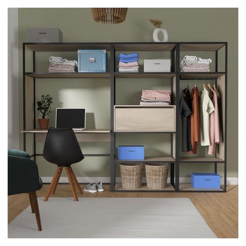 Portants Vêtements Bois Et Métal Noir Bureau Intégré - Lot De 3