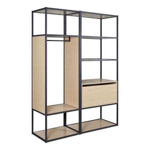 Portants Vêtements Bois Et Métal Noir - Lot De 2