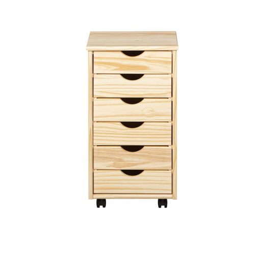 Caisson 6 Tiroirs En Pin Massif Vernis Naturel