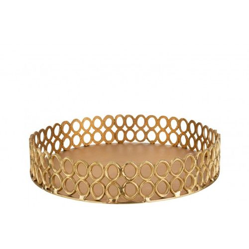 Plateau rond cercles alu or D50cm