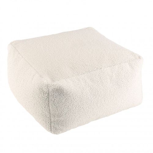 Pouf Carré 53x33 Cm En Tissu Bouclette Blanc - Ivvi