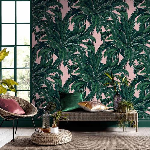 Graham et Brown - Papier peint G&B Daintree Palm - Rose