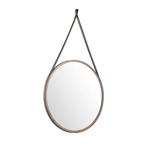 Miroir mural rond noyer