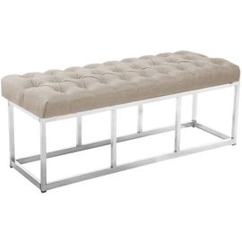 Banquette Avec Pieds En Métal Assise En Tissu Crème
