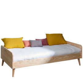 Pack Lit Enfant Avec Pieds Et Matelas Bois Massif 90x190 Cm