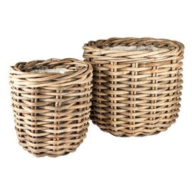 Cache Pots À Plantes En Fibre Beige - Lot De 2