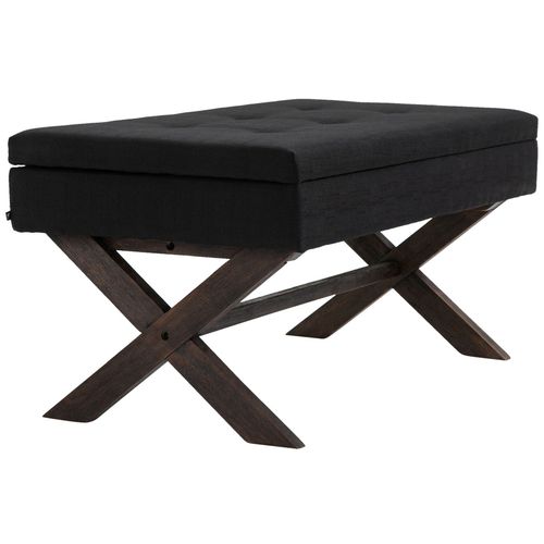 Banquette Avec Pieds En Bois Assise En Tissu Noir