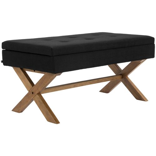 Banquette Avec Pieds En Bois Assise En Tissu Noir
