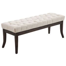 Banquette Avec Pieds En Bois Assise En Tissu Crème