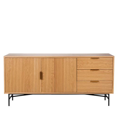Drawer - Sveg - Buffet 2 Portes 3 Tiroirs En Bois L160cm - Marron