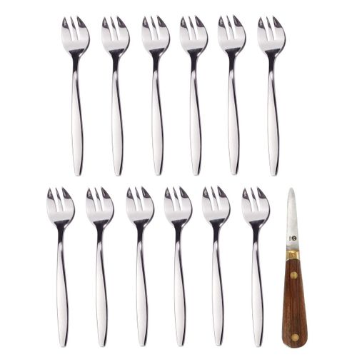 Couzon - Lancette - Set À Huîtres, 1 Couteau Et 12 Fourchettes - Gris