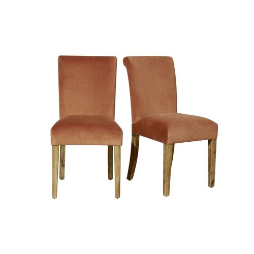 Robin Des Bois - Alix - Chaises Style Contemporain En Acacia Massif Et Velours De Coton - Marron