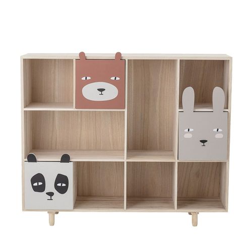 Etagère Animaux 107x28x94 Cm En Bois De Paulownia Naturel