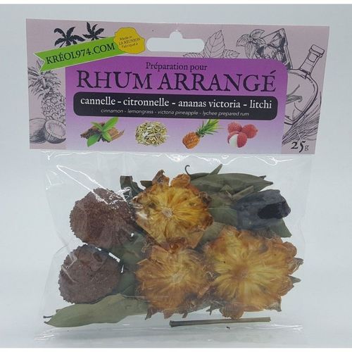Cannelle-Citronnelle-Ananas-Victoria-Litchi - Préparation Rhum Arrangé Ile De La Réunion