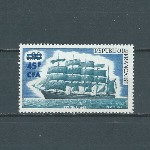 Voilier 5 Mâts France Ii Surchargé C F A (La Réunion) Année 1973 N° 415 Yvert Et Tellier Luxe