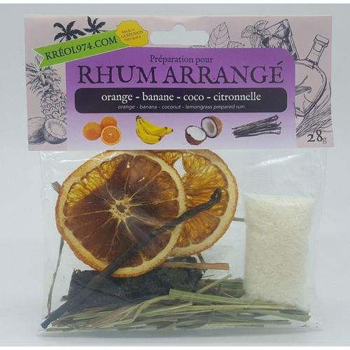 Orange-Banane-Coco-Citronnelle- Préparation Rhum Arrangé Ile De La Réunion
