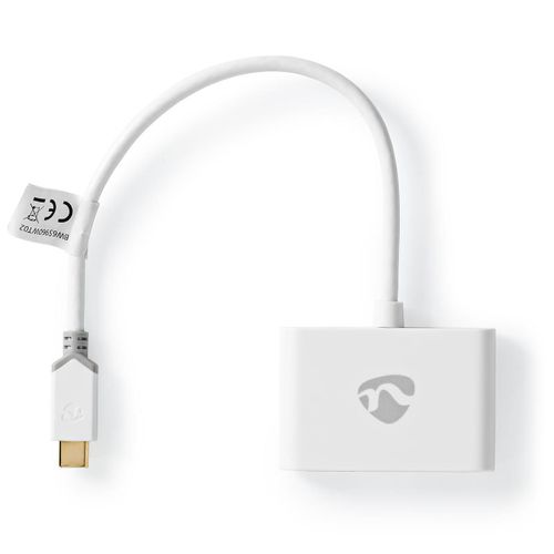 Nedis Adaptateur USB USB 3.1 Gen1 USB Type-C? Mâle 2x USB Type A 1000 Mbps 0.20 m Rond Plaqué or PVC Blanc Boite avec Fenêtre
