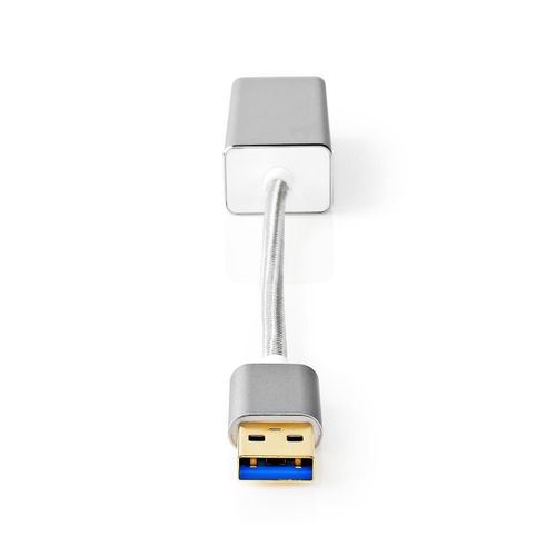 Nedis Adaptateur USB USB 3.2 Gen 1 USB Type-A RJ45 Femelle Plaqué or Droit 0.20 m Rond Nylon / Tressé Aluminium Argent Sachet avec Fenetre