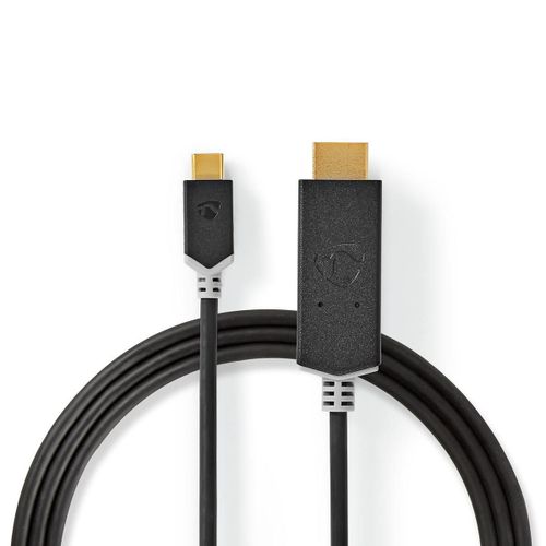 Nedis Adaptateur USB USB 3.2 Gen 1 USB Type-C? Mâle HDMI? Connecteur 2.00 m Rond Plaqué or PVC Anthracite Boite avec Fenêtre