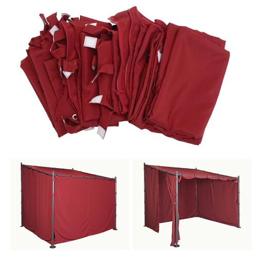 Lot De 4 Parois Latérales Pour Pergola Hwc-A22, Parois Latérales De Remplacement, 3x3m Polyester   Bordeaux