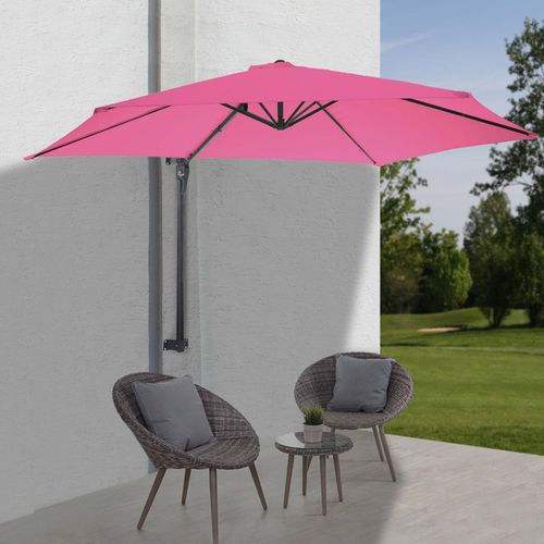 Parasol Mural Casoria, Parasol Feux De Circulation, 3m Inclinable, Polyester Aluminium/Acier 9kg   Rose