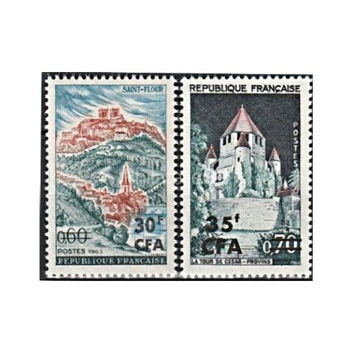 St Flours Et Provins La Paire Surchargés C F A (La Réunion) Année 1964 N° 360 361 Yvert Et Tellier Luxe