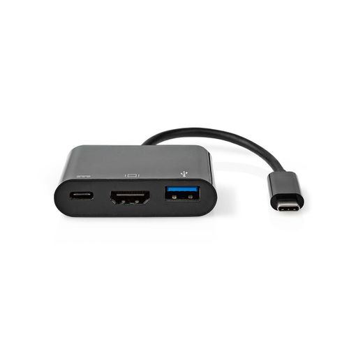Nedis Câble adaptateur USB-C? USB-C? Mâle A Femelle + USB-C? Femelle+ Sortie HDMI? 0,2 m Noir