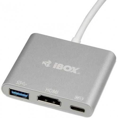 Adaptateur Usb 3.0 Type C Ibox Vers Usb A, Hdmi Et Usb C (argent)